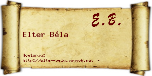 Elter Béla névjegykártya