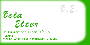 bela elter business card
